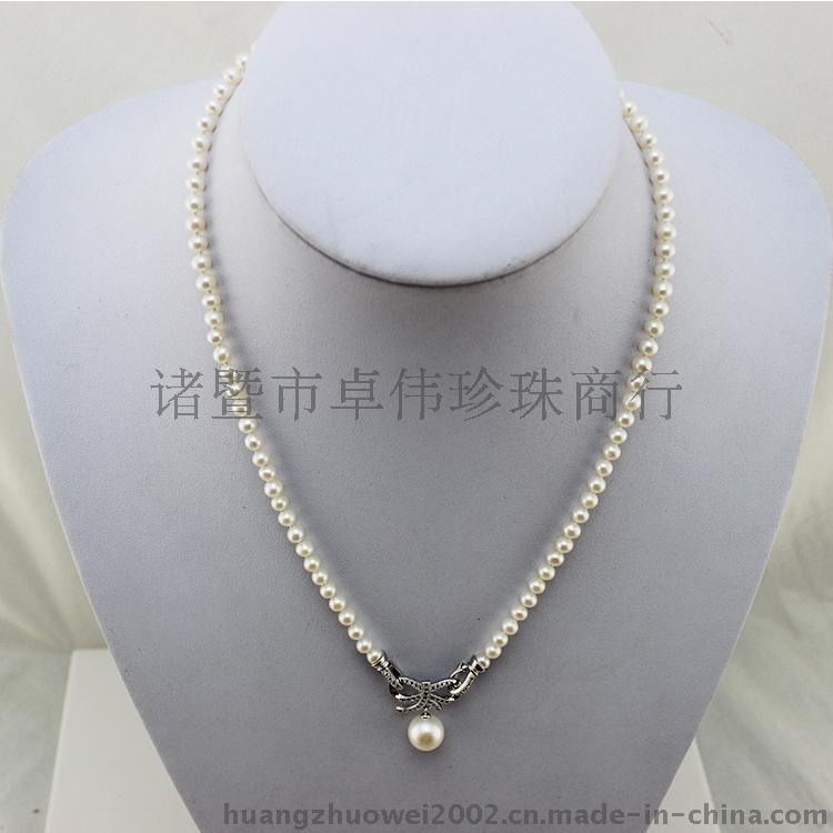 卓伟珍珠 淡水珍珠项链 正圆吊坠 S925纯银配件 141101