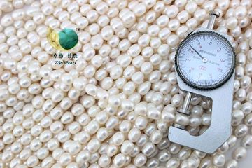 淡水珍珠米型罗纹项链7-8mm 白带罗纹项链 140129